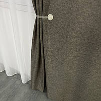 Штори з легкого льону сіро-коричневі з білим шифоновим тюлем ALBO (SHTN-M1-8), фото 2