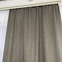 Штори з легкого льону сіро-коричневі з білим шифоновим тюлем ALBO (SHTN-M1-8), фото 6