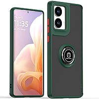 Чохол Fiji Colorframe для Motorola G85 матовий бампер з кільцем підставкою Green