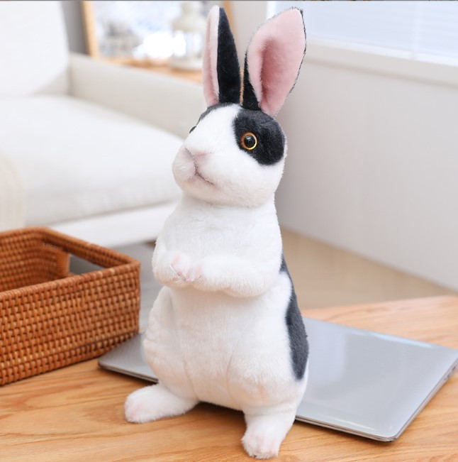 М'яка іграшка реалістичний білий з чорним кролик Bunny 40 см