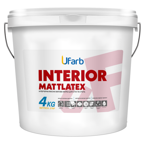 Фарба інтер'єрна для стін та стель акрилова Ufarb INTERIOR Mattlatex 14кг матова біла