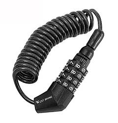 Велосипедний кодовий замок West Biking Lock-01 зі сталевим протиугінним тросом 1,5 м - Black