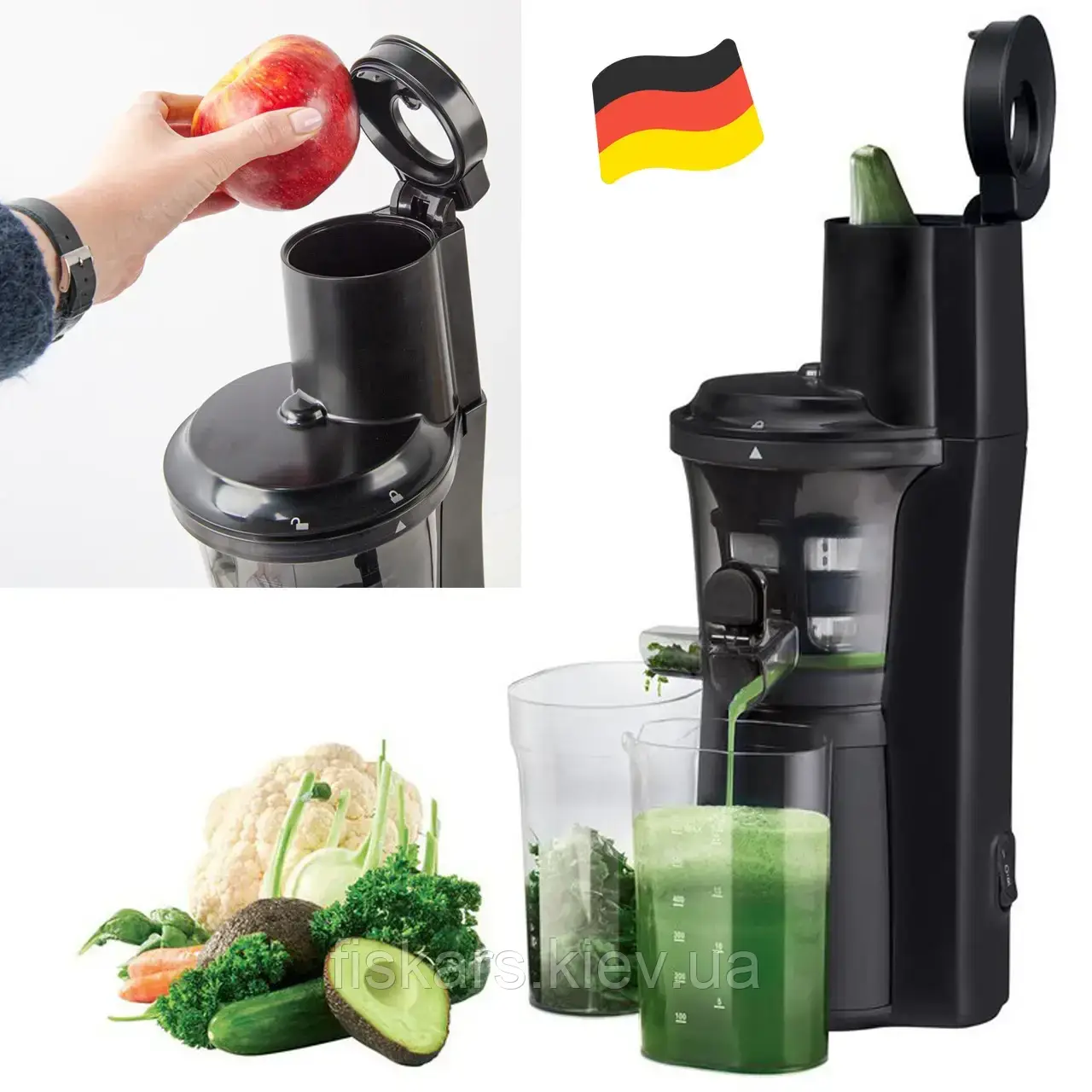 Шнековий соковитискач SilverCrest 300 Вт, 970 мл (SSJBK 300 B3)