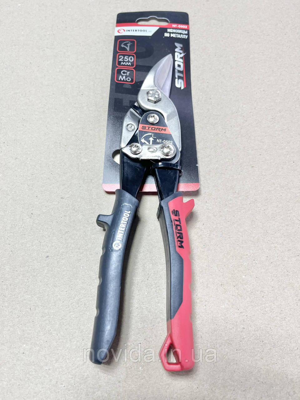Ножиці по металу 250 мм ліві Cr-Mo INTERTOOL NT-0502