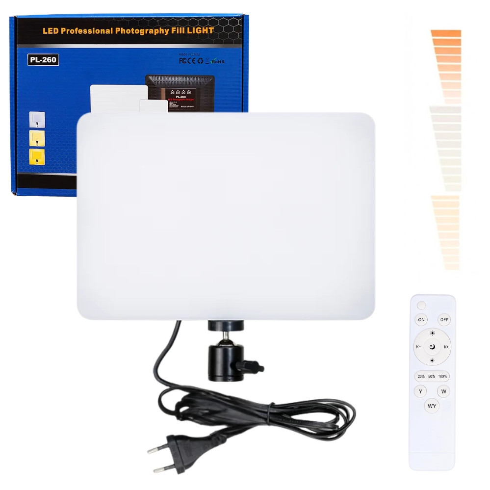 Прямокутна світлодіодна лампа 23х16см PL260 з пультом для блогера візажист LED прожектор для зйомок, фото 1