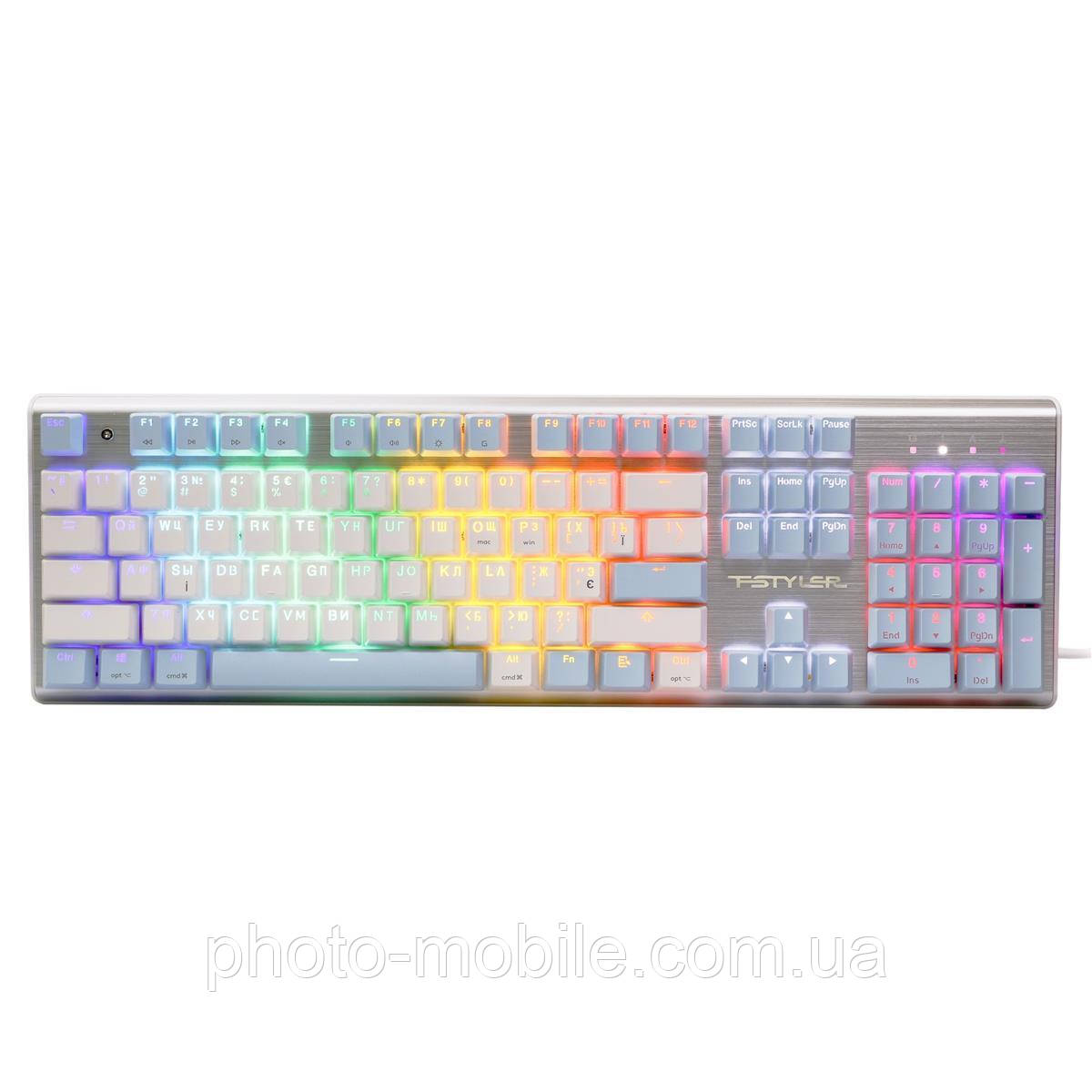 Клавіатура A4Tech FS100 RGB підсвічування, FS Switch USB Icy Blue, Grey/White