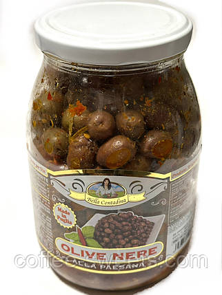 Оливки в сухому маринаді Olive Nere al Forno alla Paesana, 1062 гр, фото 1