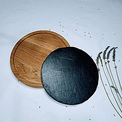 Сланцева тарілка Д19,5 см у дубі