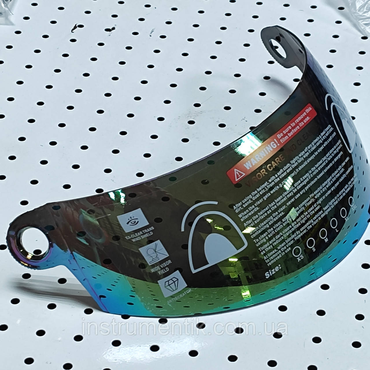 Скло (візор, забрало) знімне MD-А105 срібло (вузьке) VIRTUE, фото 1