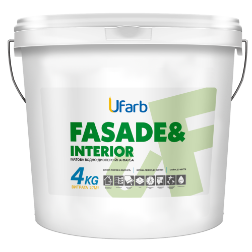 Фарба універсальна акрилова Ufarb Fasade & Interior 4кг матова біла