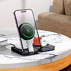 Зарядка Qi HOCO Ingenious 3-in-1 folding magnetic wireless charger CQ11 |15W| чорна, фото 7