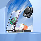 Зарядка Qi HOCO Ingenious 3-in-1 folding magnetic wireless charger CQ11 |15W| чорна, фото 8