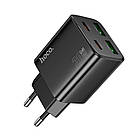Адаптер мережевий HOCO Fundador four-port charger set N55 |2USB/2Type-C, 20W/3A, PD/QC| чорний, фото 3