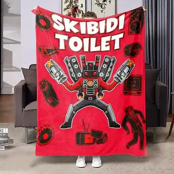 Плюшевий плед ковдра покривало титан Спікер мен зі Cкiбiдi Туалет 150х200 см