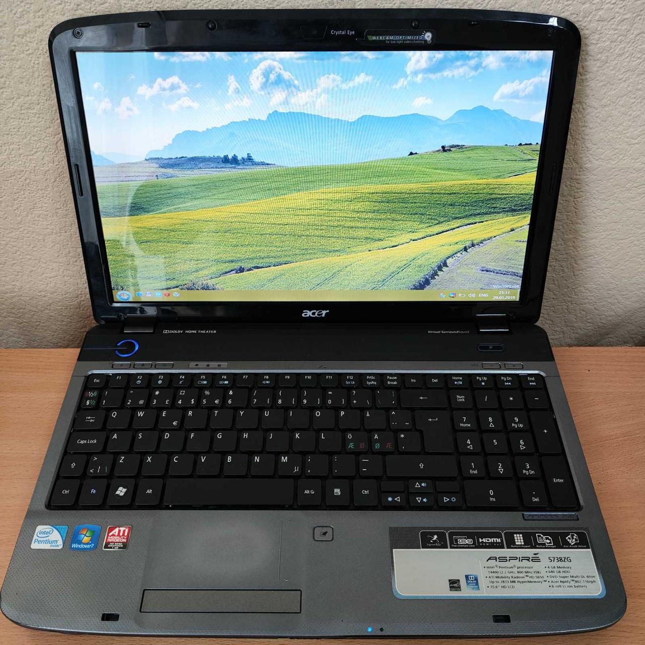 Ноутбук по запчастинам на розборку або під відновлення Acer Aspire 5738ZG 15.6" T4400/2 Gb DDR3/500 Gb HDD/ AMD Radeon HD 5650 1Gb