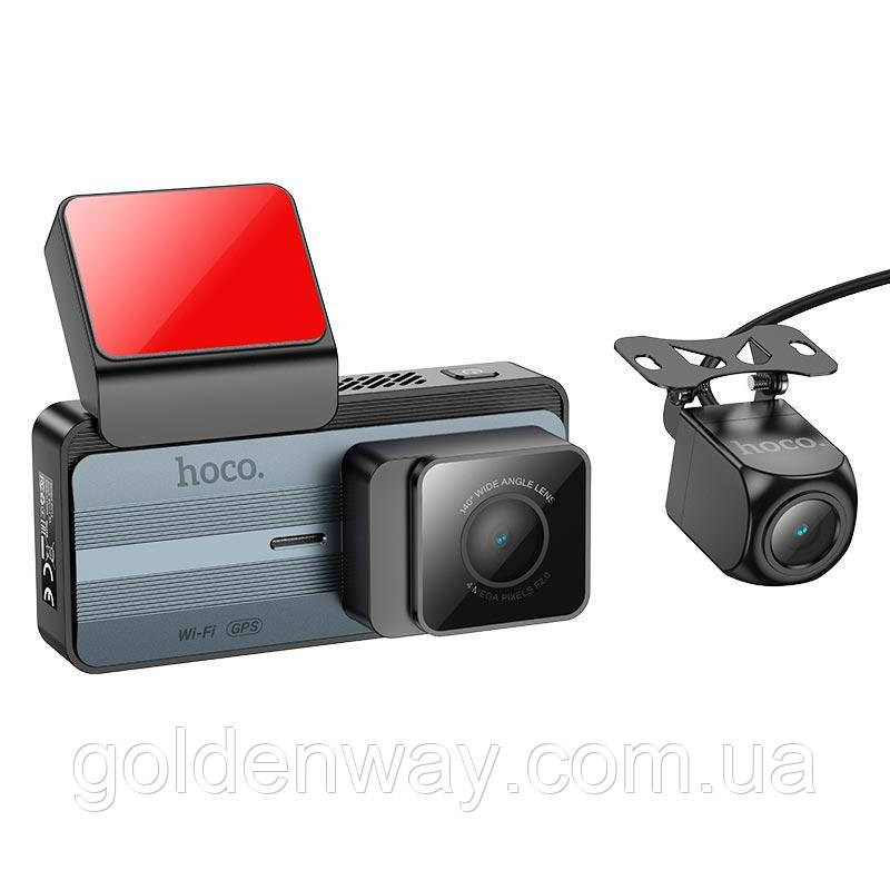 Автомобільний відеореєстратор HOCO driving recorder 2K display GPS DV12 2K WiFi + задня камера парковки