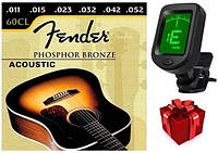 Струни для акустичної гітари Fender 60CL 11-52 (тюнер в подарунок)