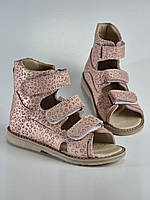Дитячі шкіряні антиварусні сандалії без супінатора на липучках 25 розмір, фото 2