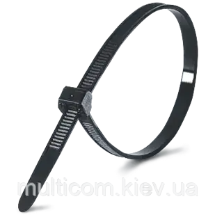08-01-025BK. Стяжки 370х5мм, чорні, 100 шт./пачка