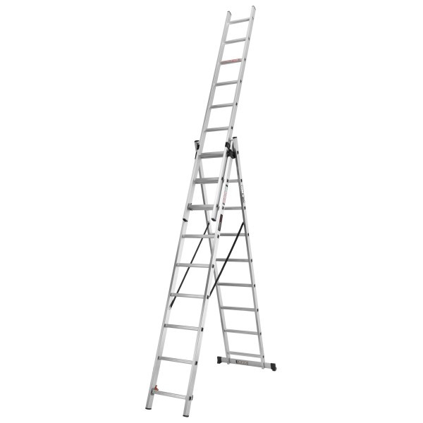 Драбина алюмінієва 3-х секційна LADDER STANDART (3х9 сходинок) (190-9309), фото 1