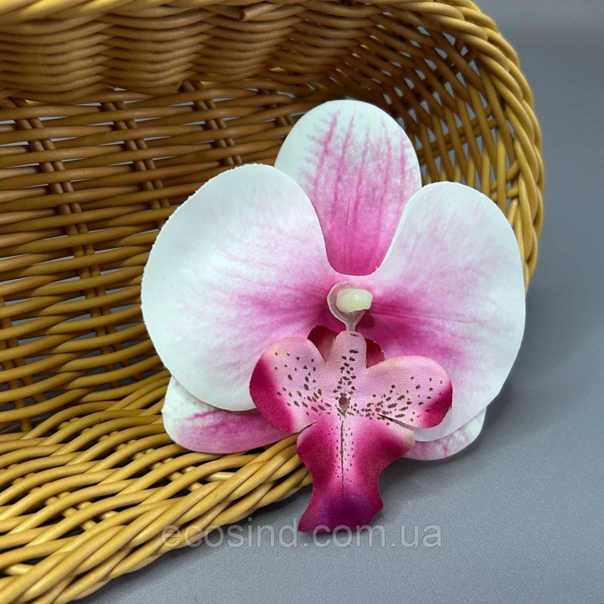 Квітка орхідеї тканинна 8,5 см - фуксія, фото 1