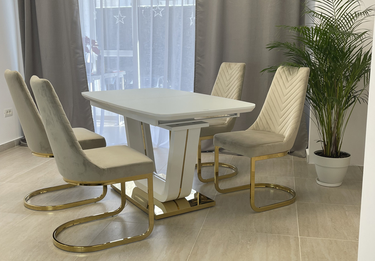 Стіл обідній Ковентрі 140 см скло мат TES Mobili, колір білий