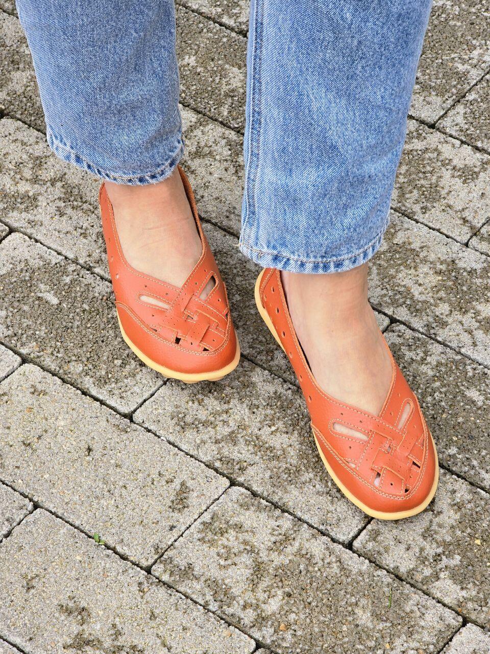 Анатомічні шкіряні балетки теракотового кольору 38 р, фото 1