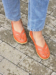 Анатомічні шкіряні балетки теракотового кольору 41 р