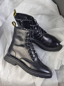 Дитячі ортопедичні підліткові черевики з натуральної шкіри чорного кольору 37 р