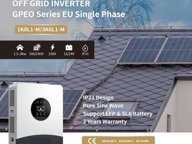 Інвертор сонячний однофазний 12кВт GPEO-12KL1, фото 1