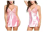 Жіноча нічна сорочка з вирізом на спині у рожевому кольорі, фото 5
