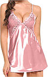 Жіноча нічна сорочка з вирізом на спині у рожевому кольорі, фото 4