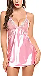 Жіноча нічна сорочка з вирізом на спині у рожевому кольорі, фото 6