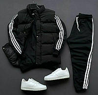 Мужской костюм тройка (костюм + жилетка), 46-48, 50-52, 54-56, серый, черный, бежевый, тринитка на флисе.