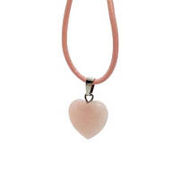 Кулон натуральний камінь рожевий кварц "серце" на шкіряному шнурку сердечко
