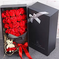 Подарунковий набір троянд з мила з іграшкою та LED підсвічуванням KR-05