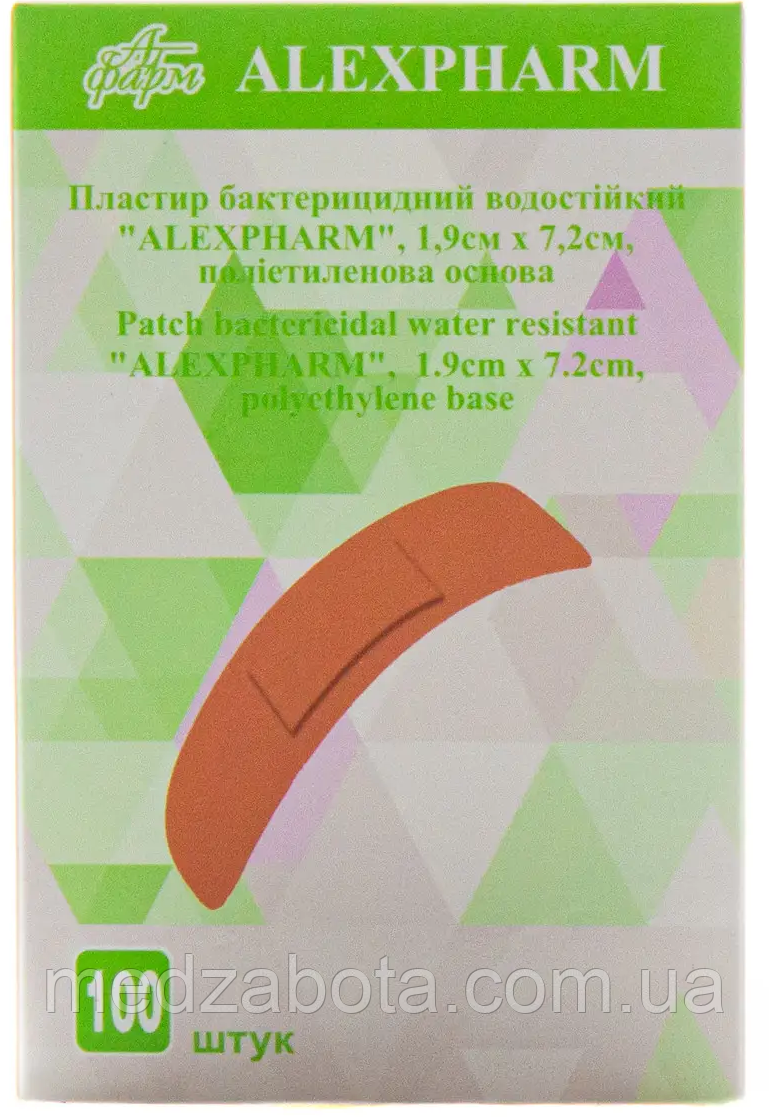 Пластир бактерицидний 100 штук "Alexpharm" 25*76мм водостійкий
