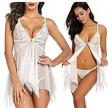 Нічна жіноча сорочка білого кольору із застібкою на грудях, фото 5