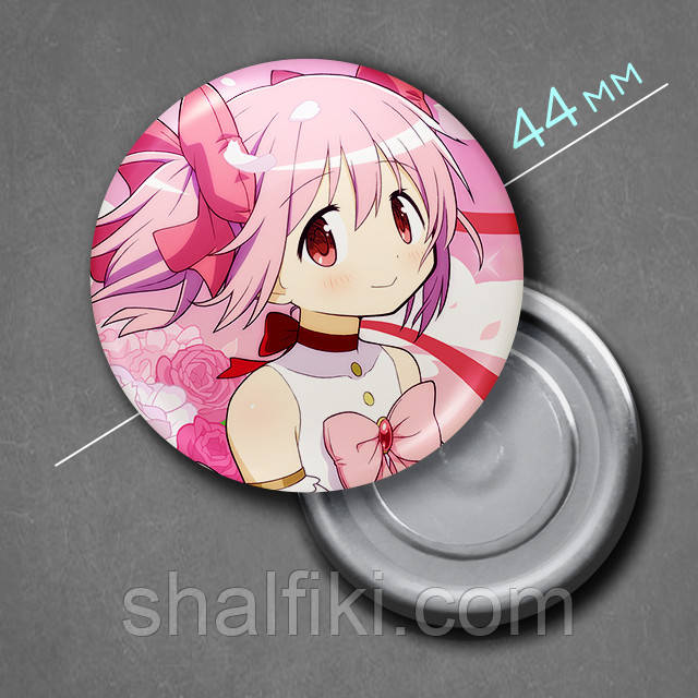 "Мадока Канаме (Чарівниця Мадока Магіка)" магніт круглий Ø44 мм, фото 1