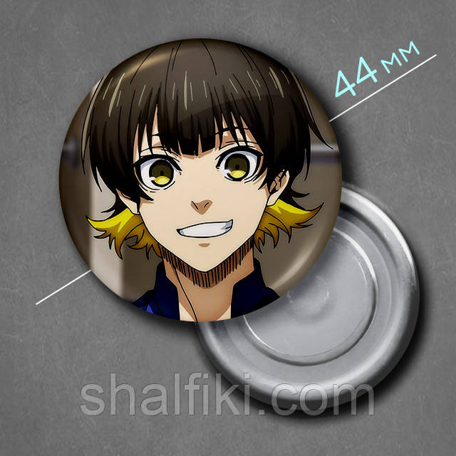 "Мегуру Бачіра (Синя В'язниця: Блю Лок / Blue Lock)" магніт круглий Ø44 мм, фото 1