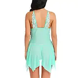 Жіночий нічний пеньюар бірюзового кольору на грудях із застібкою та тонких бретельках, фото 3