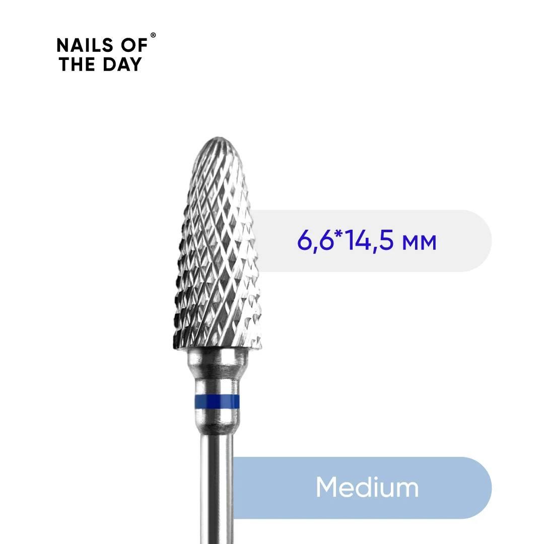 Брендована фреза твердосплавна “Кукурудза” синя Nailsoftheday “Carbide nail drill bit corn” blue, 6,6*14,5 мм., фото 1