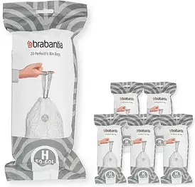 Мішки для сміття Brabantia Worki PerfectFit Rozmiar H, 50-60L, Multipack 120 szt
