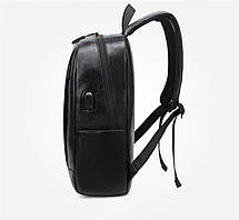 Рюкзак міський еко шкіра USB Black 1287, фото 5