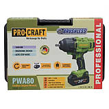 Акумуляторний гайковерт 1/2" 1600Nm 20V Procraft PWA80 Кейс (з 1 АКБ та ЗУ), фото 5