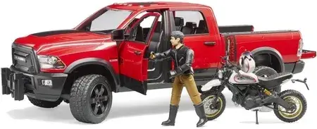 Іграшка Bruder 02502 Dodge RAM 2500 Power Wagon z Ducati Desert Sled i figurką, фото 4