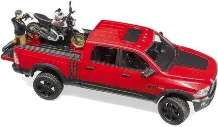 Іграшка Bruder 02502 Dodge RAM 2500 Power Wagon z Ducati Desert Sled i figurką, фото 5