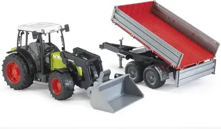 Іграшка Bruder 02112 Traktor Claas Nectis 267 F z ładowarką i przyczepą czerwono-srebrną, фото 1