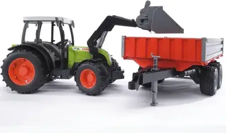 Іграшка Bruder 02112 Traktor Claas Nectis 267 F z ładowarką i przyczepą czerwono-srebrną, фото 4