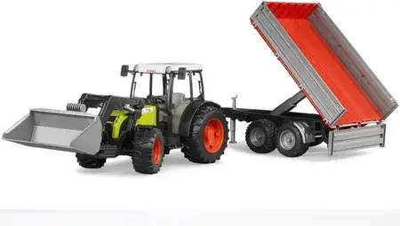 Іграшка Bruder 02112 Traktor Claas Nectis 267 F z ładowarką i przyczepą czerwono-srebrną, фото 5